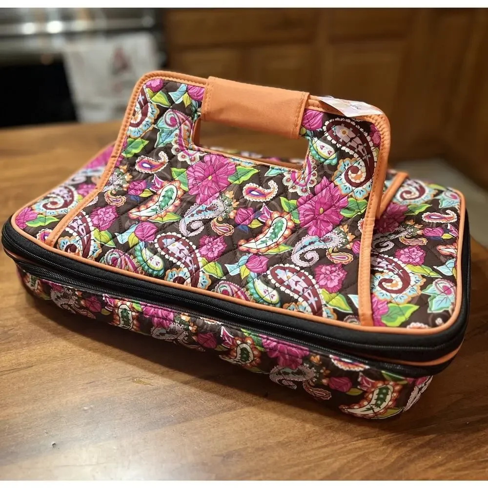Rosen Blue QP801 Quilted Casserole Carrier Pink, Brown Paisley Thermal NWT NEW